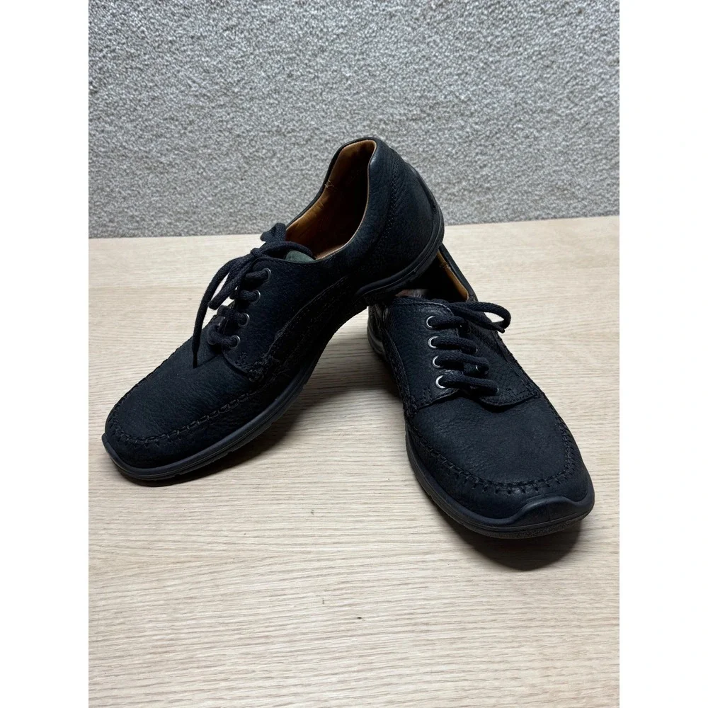 ECCO Black Leather Lace Up Comfort Casual Dress Shoes‎ Mens Size 42